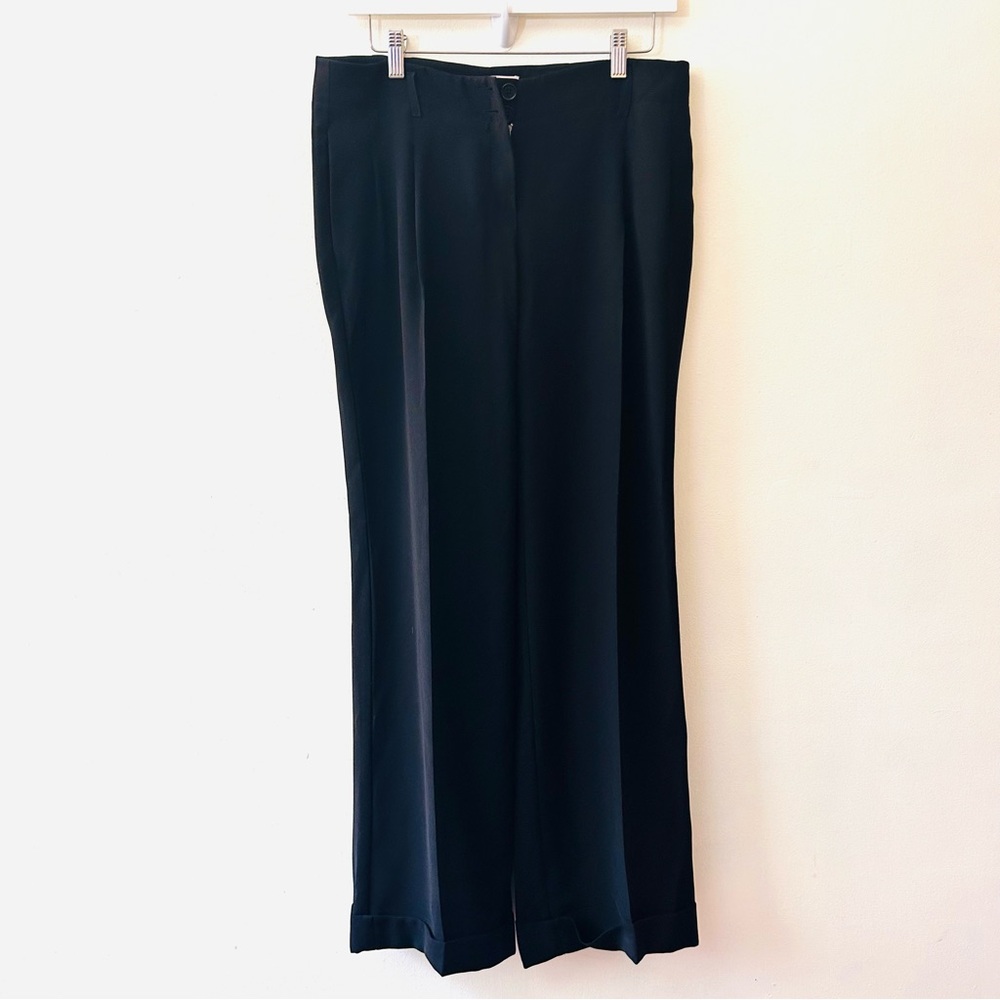 Dice Kayek Pink Label black wide leg cuffed dress pants size 6